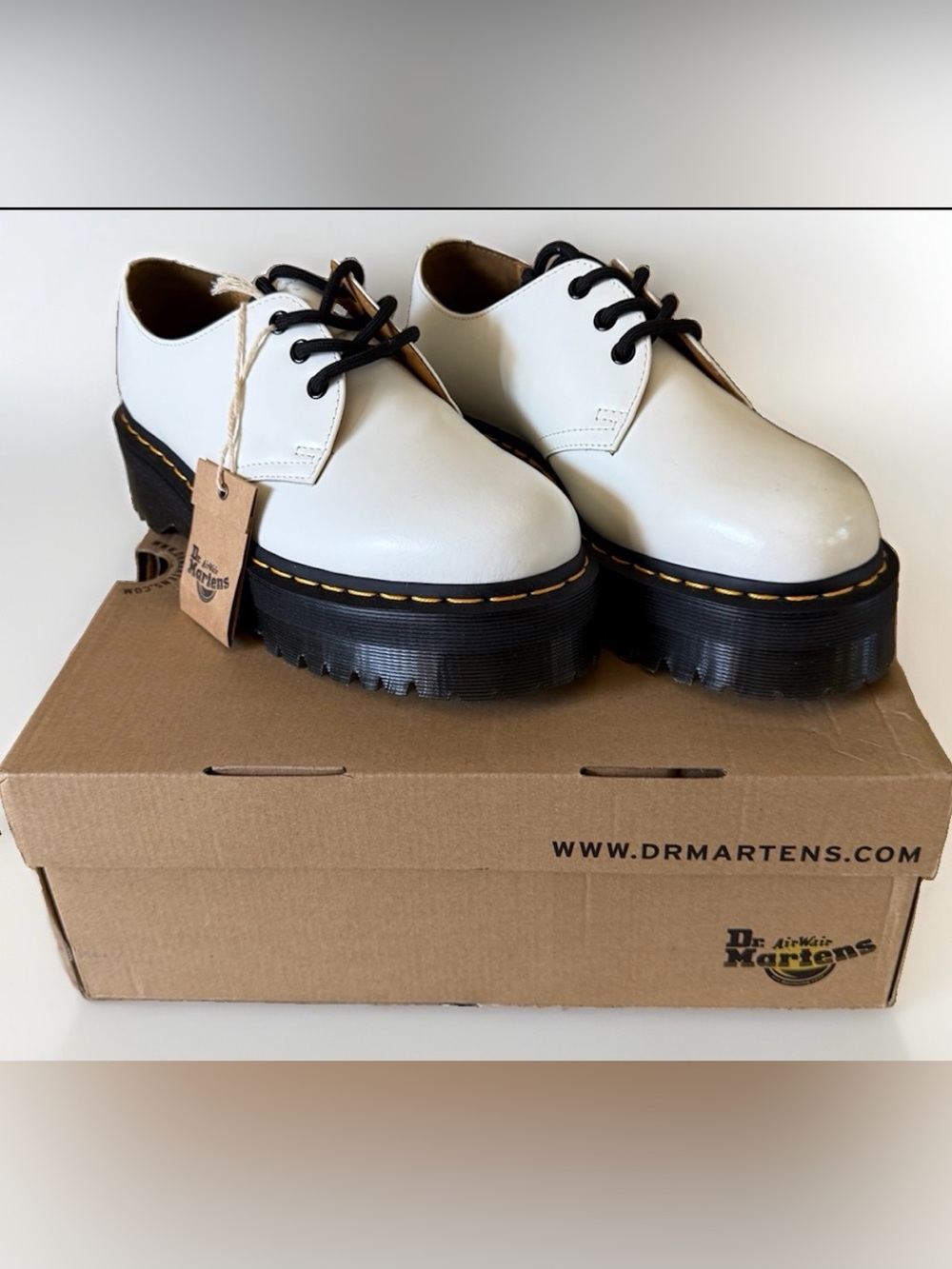 Dr. Martens 1461 Quad Retro White Platform Shoes Women’s 10 NIB